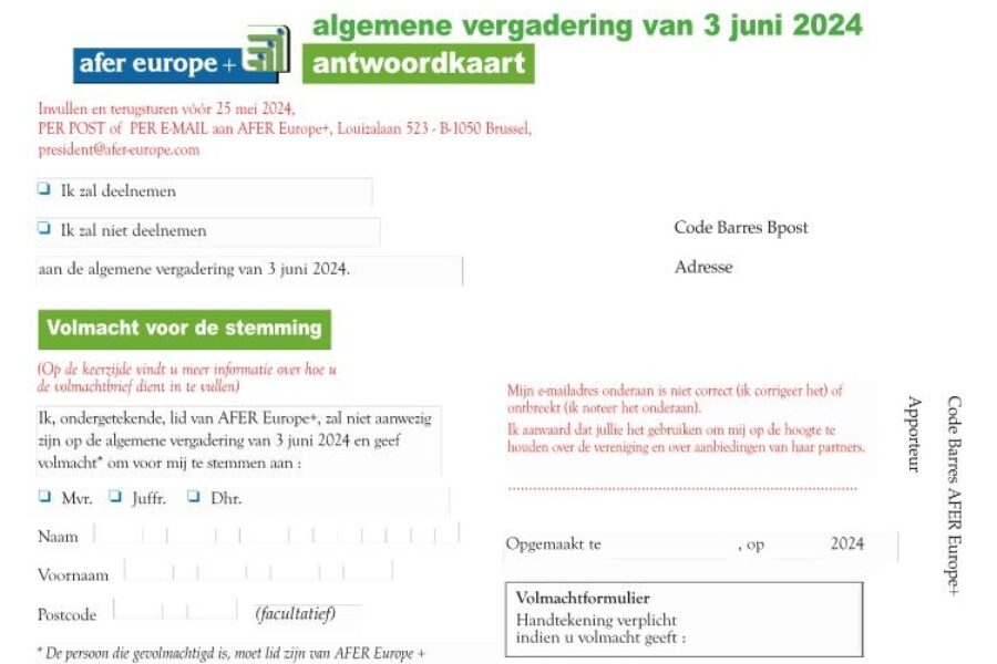 Algemene Vergadering 2024  (AV) – Oproepingsbrief en Volmacht fomulier