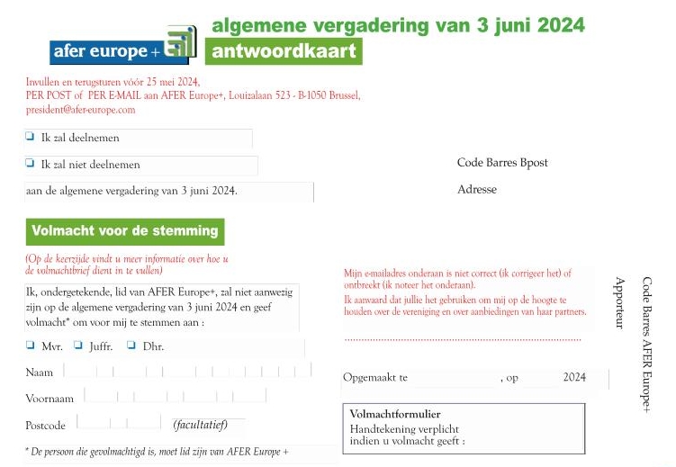 Algemene Vergadering 2024  (AV) – Oproepingsbrief en Volmacht fomulier