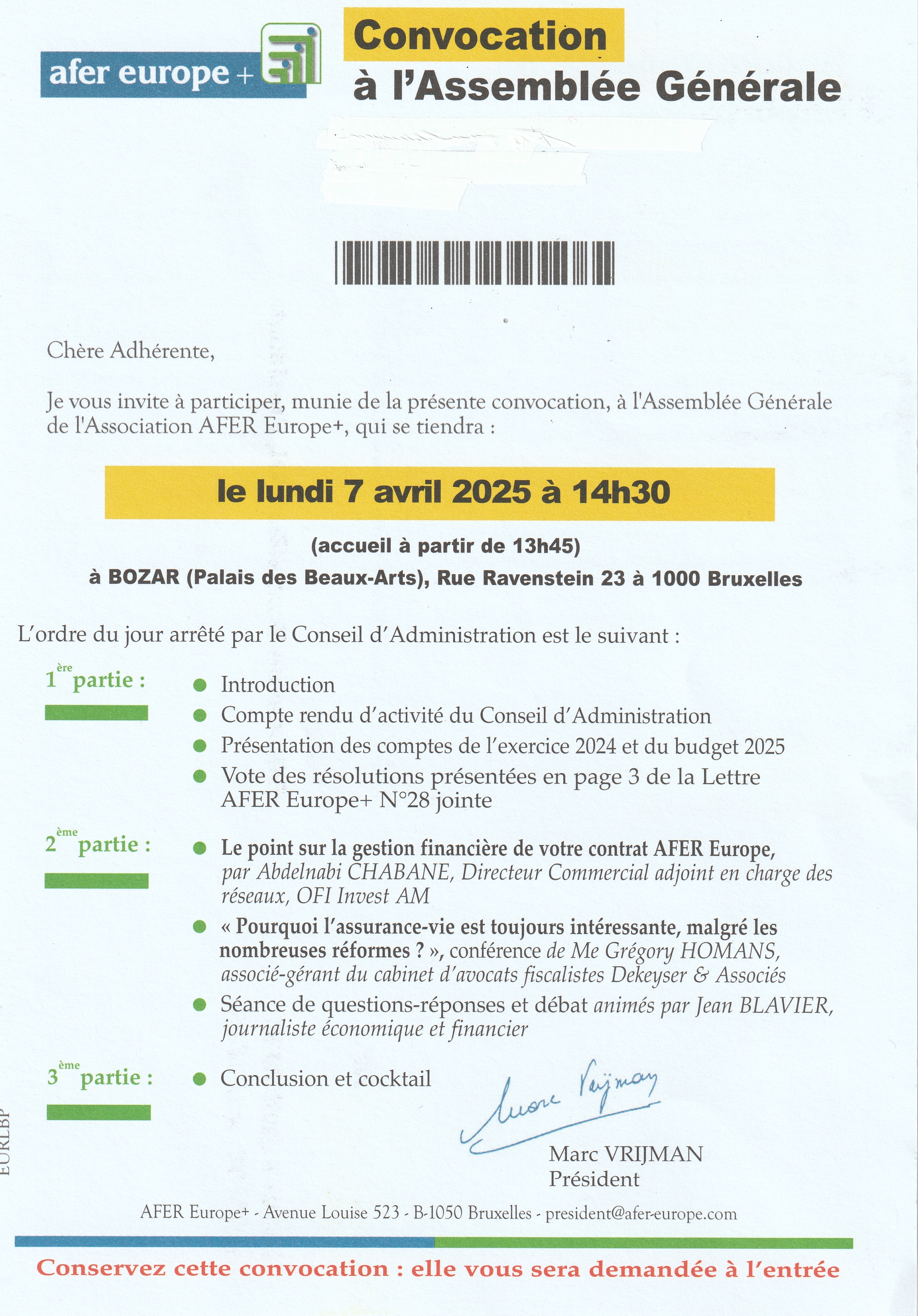 AG 2025 – Convocation et procuration